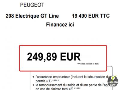 PEUGEOT 208 e-208 Electrique 50 kWh 136 ch GT Line / Financement 249e/Mois / 1ère Main / Keyless