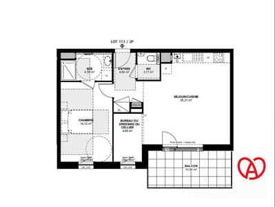 Appartement F2 de 55,51m² NEUF