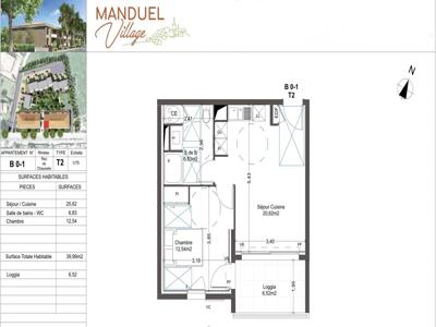 Appartement 2 pièces de 39 m² à Manduel (30129)