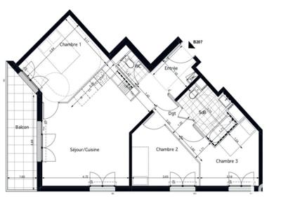 Appartement 4 pièces de 73 m² à Pontoise (95300)