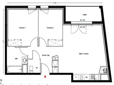 Vente appartement 3 pièces 62.11 m²