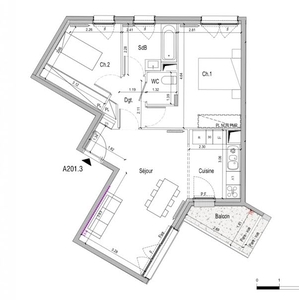 Location meublée appartement 3 pièces 63 m²