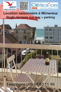 Studio en centre-ville de Wimereux avec terrasse vue Mer + place de parking réservée