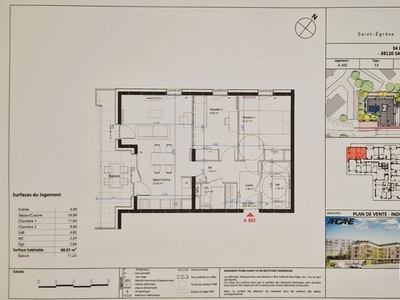 Appartement 3 pièces de 60 m² à Saint-Égrève (38120)