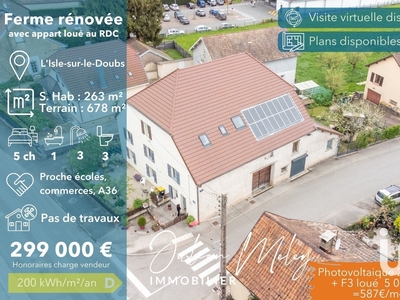 Ferme 10 pièces de 263 m² à L'Isle-sur-le-Doubs (25250)