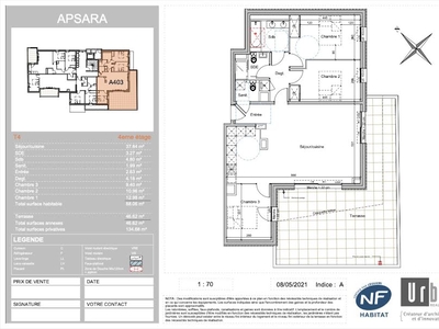 Location appartement 4 pièces 88.06 m²