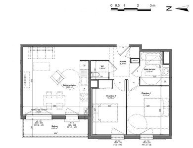 Appartement 3 pièces de 61 m² à Marly-la-Ville (95670)