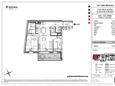 Vente appartement 3 pièces 61 m²