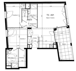 Vente appartement 3 pièces 79 m²