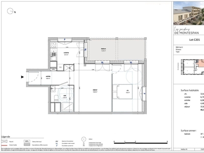 Appartement 2 pièces de 46 m² à Bussy-Saint-Georges (77600)