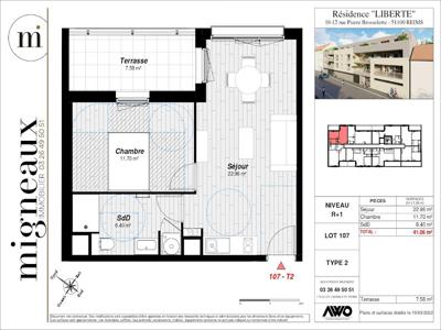 Vente appartement 2 pièces 44.85 m²