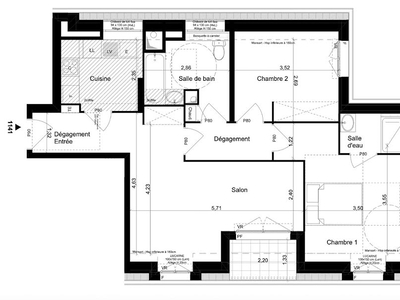 Vente appartement 3 pièces 65 m²