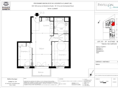 Vente appartement 3 pièces 58.09 m²
