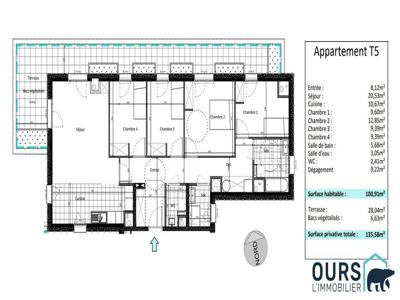 Appartement de prestige de 101 m2 en vente Saint-Denis, France