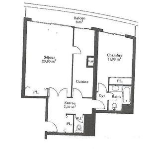 Vente appartement 2 pièces 55 m²