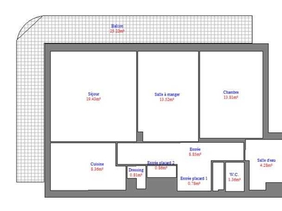 Appartement 23 pièces 72 m²