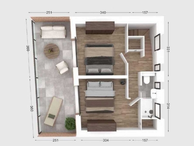 Appartement 2 pièces 115 m²