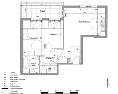 Appartement 3 pièces de 64 m² à Jassans-Riottier (01480)