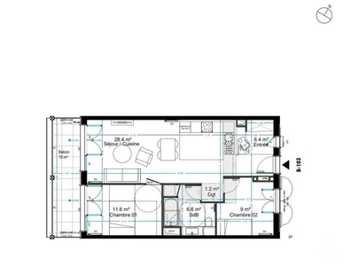 Appartement 3 pièces de 62 m² à Neuilly-sur-Marne (93330)