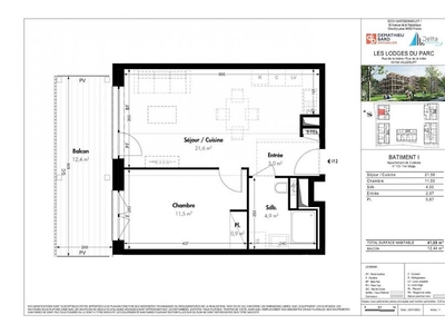 Vente appartement 2 pièces 41.89 m²