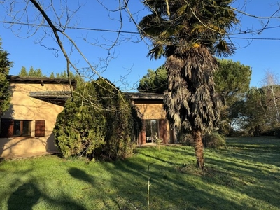 Maison contemporaine située dans un grand jardin, vues Pyrénées