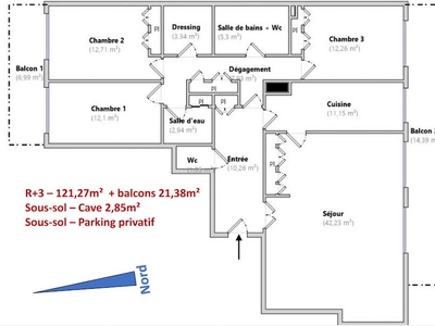 Vente appartement 5 pièces 121.27 m²