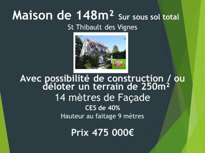 Vente maison 7 pièces 148 m² Saint-Thibault-des-Vignes (77400)
