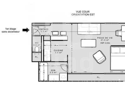Appartement 1 pièce de 32 m² à Paris (75010)