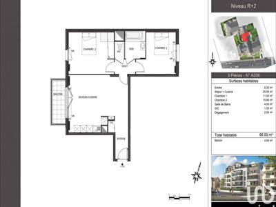 Vente appartement 3 pièces 66 m²