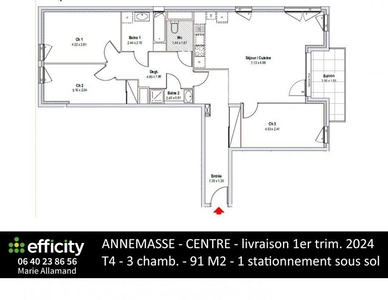 Vente appartement 4 pièces 91 m²