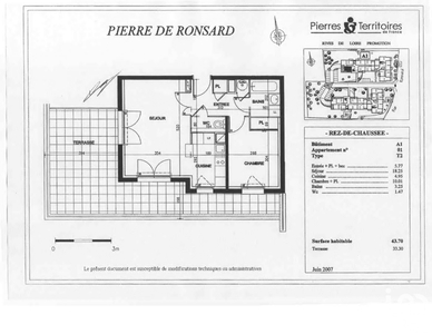 Appartement 2 pièces de 45 m² à Tours (37100)