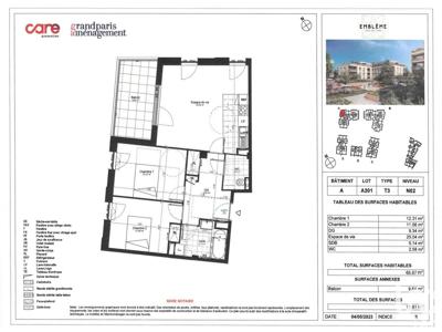 Appartement 3 pièces de 65 m² à Saint-Cyr-l'École (78210)