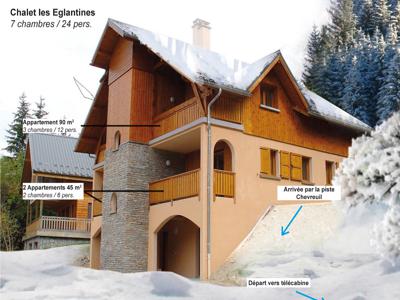 3 chambres, 2 sdb de (11 lits en chambre) -100m Télécabines Oz en Oisans/Alpe d'Huez