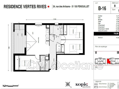 Location appartement 4 pièces 79.95 m²